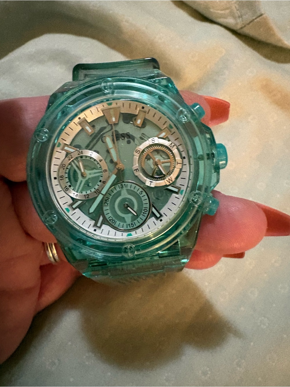 Transparent Teal Fashion Chronograph Watch - Teal